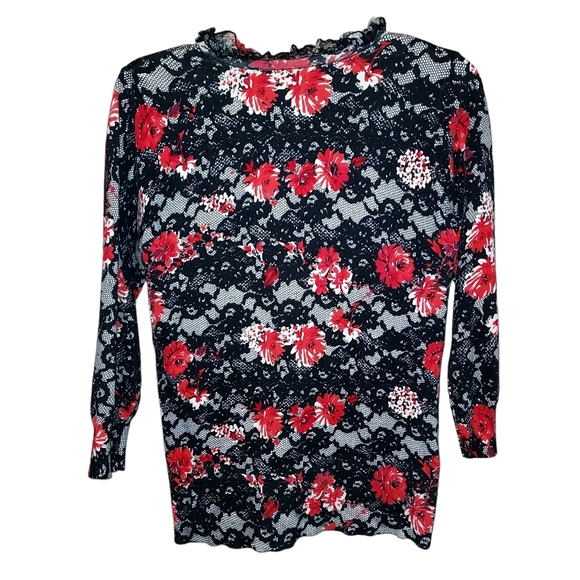 WR Floral Lace Pattern Blouse Size M - Picture 2 of 4